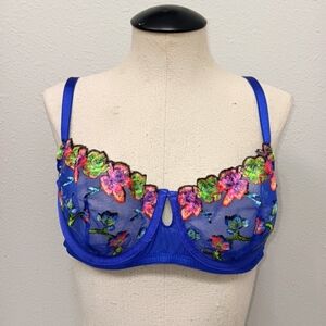 Savage X Fenty Western Wildflower Unlined Balconette Bra – 36C Blue/Purple – New